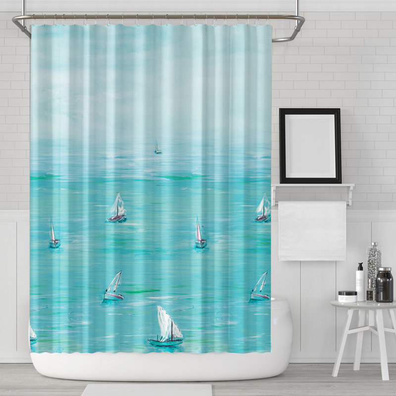 Breakwater Bay Rountree Nautical Sailing Boat Single Shower Curtain